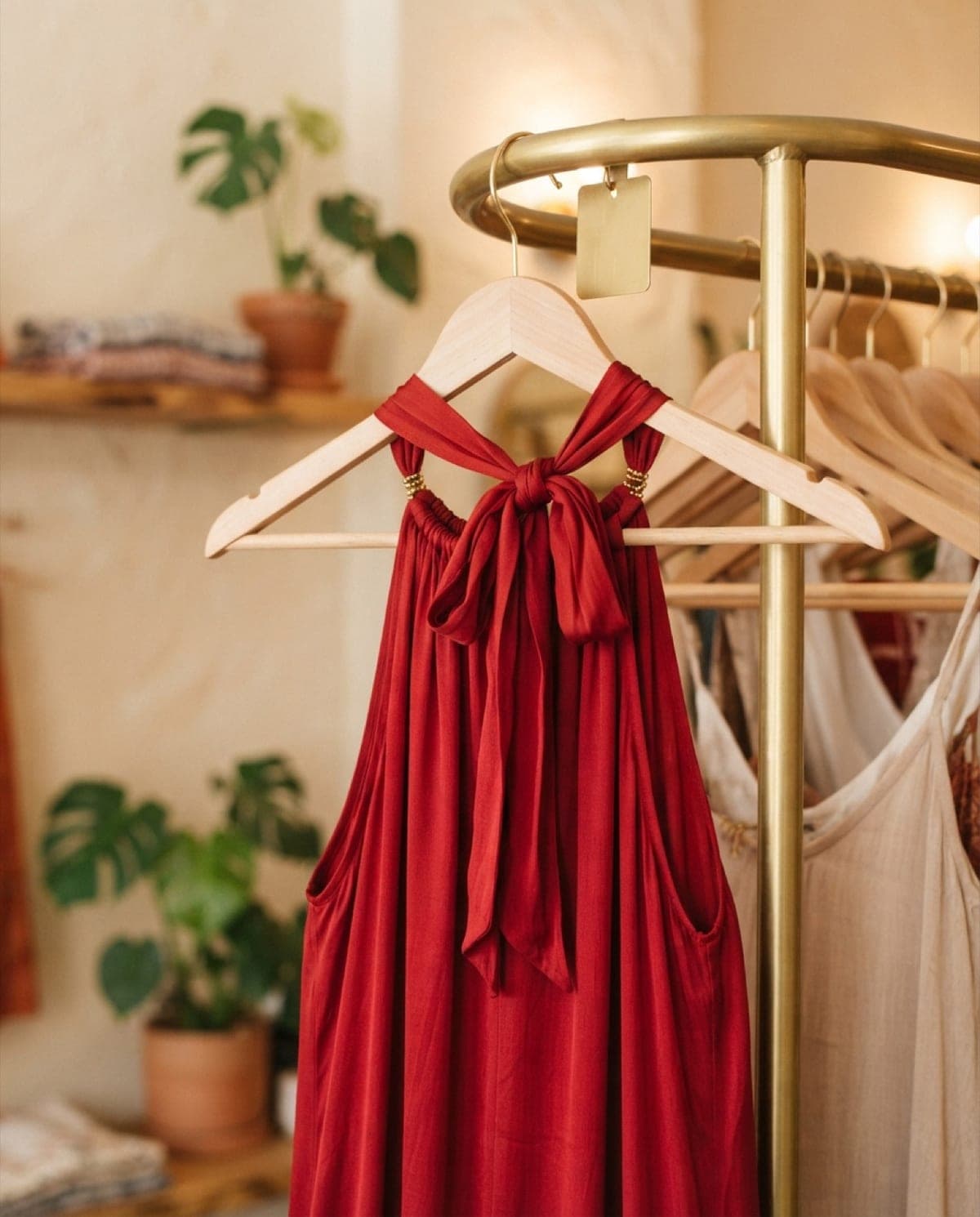 Vestido largo halter – Rojo