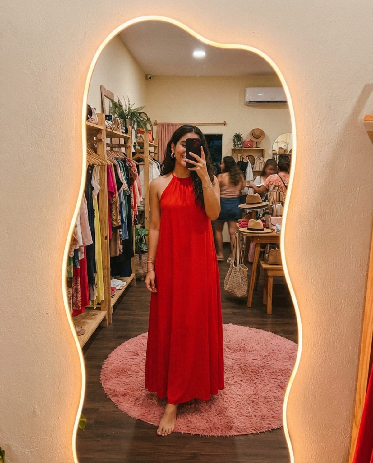 Vestido largo halter rojo