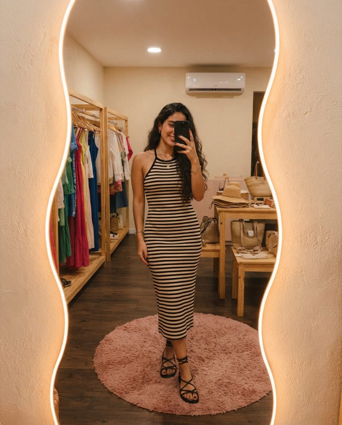 Vestido midi rayas halter rayas